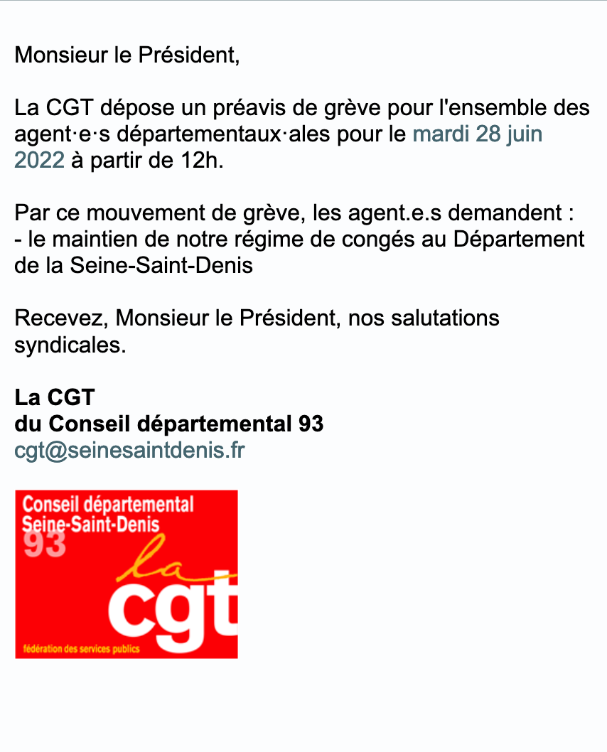 préavis CGT 28 juin 2022